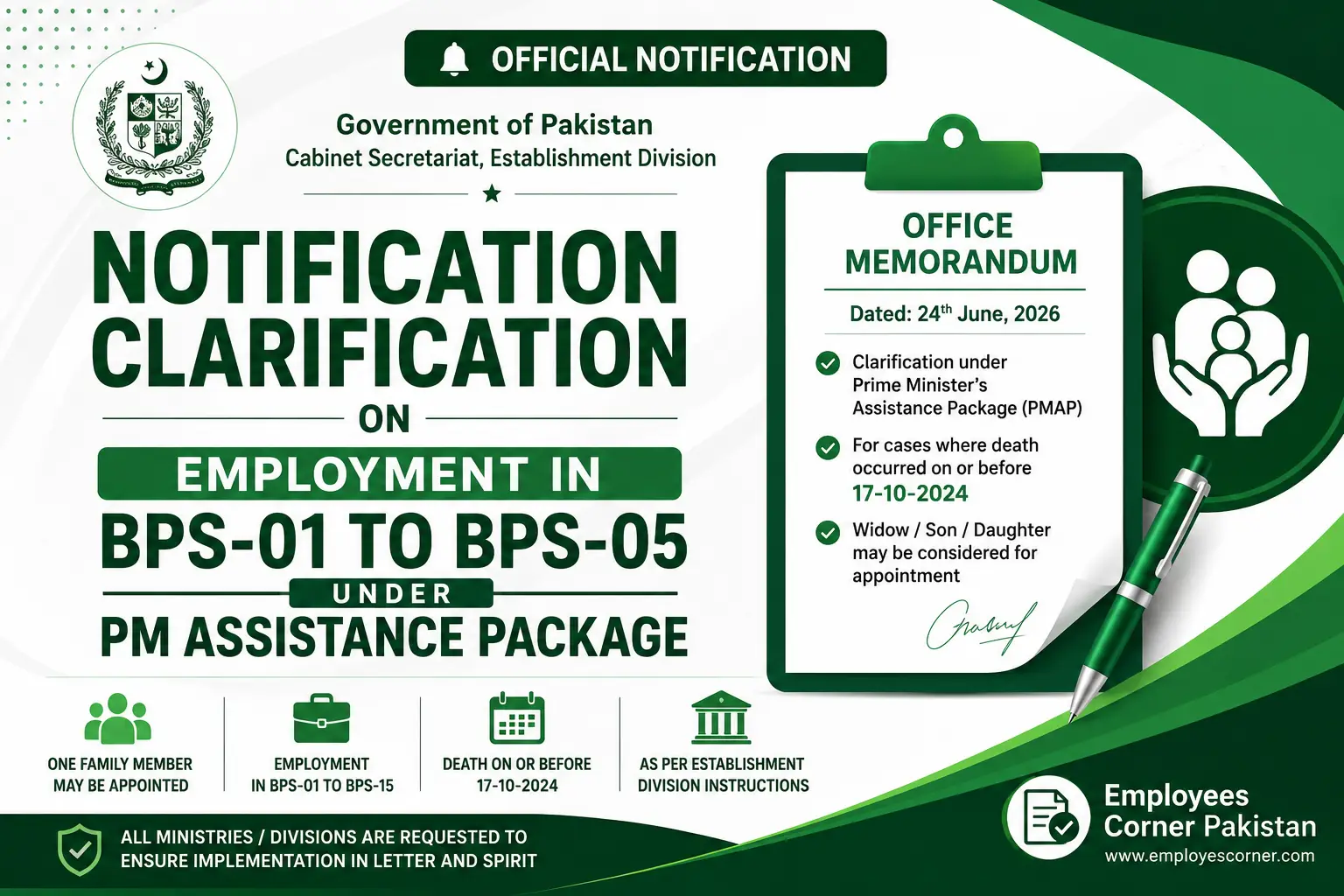 Read more about the article Notification Clarification on Employment in BPS-01 to BPS-05