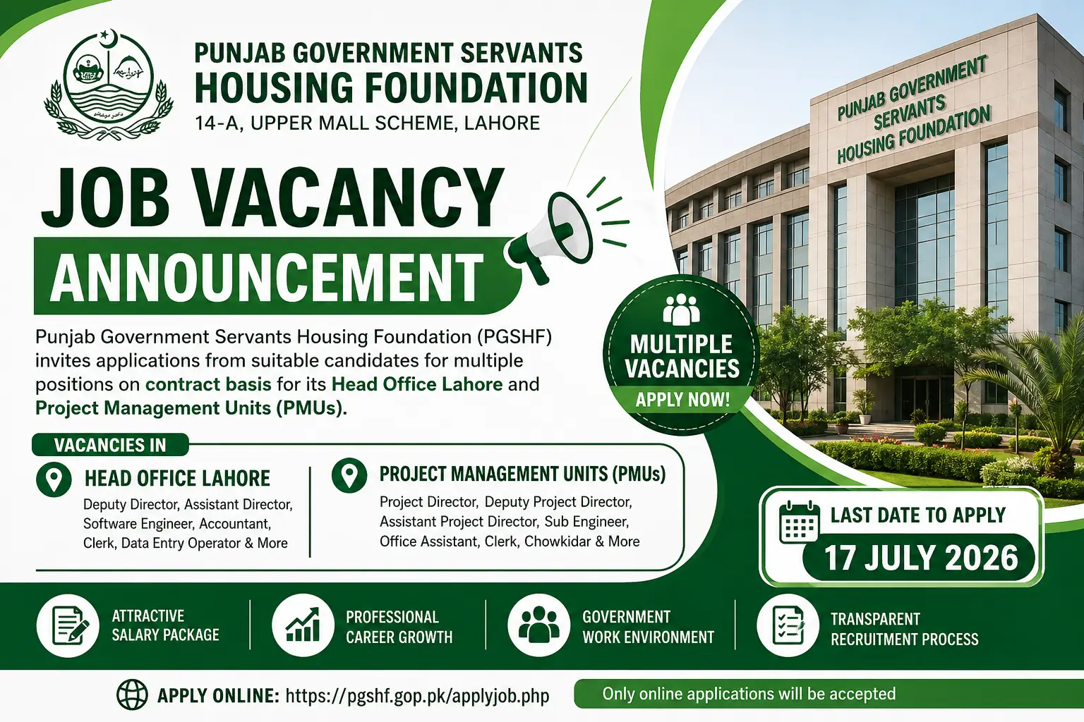Read more about the article Punjab Government Servants Housing Foundation Jobs 2026 | PGSHF Latest Vacancies & Online Apply