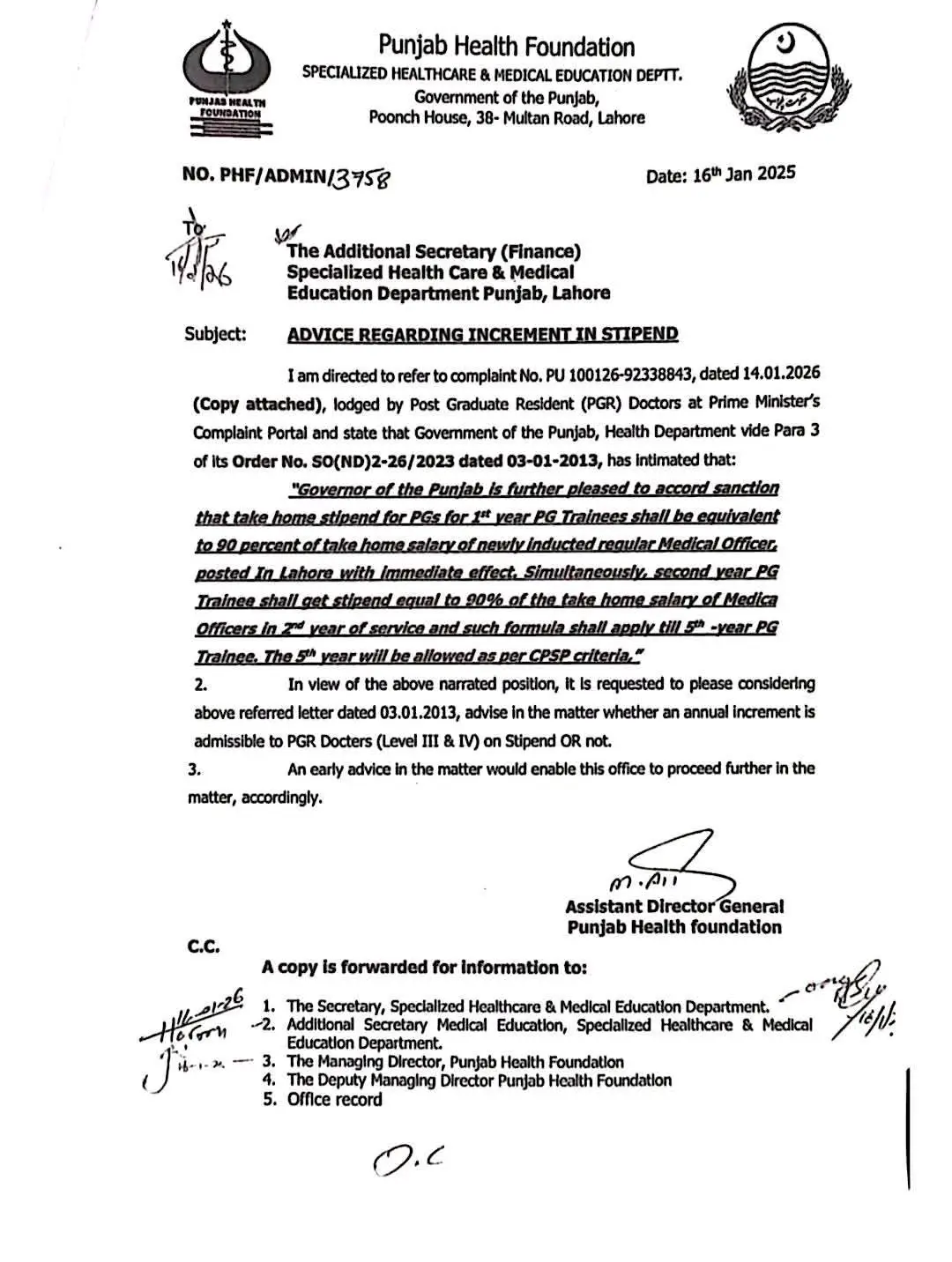 Read more about the article PG Stipend Will Be 90% of MO Salary – SHC&ME Punjab Clarification 2026