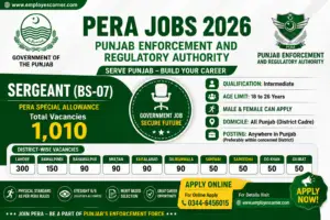 Read more about the article PERA Jobs 2026 – 1,010 Sergeant (BS-07) Vacancies in Punjab | Eligibility, Physical Test & Apply Guide